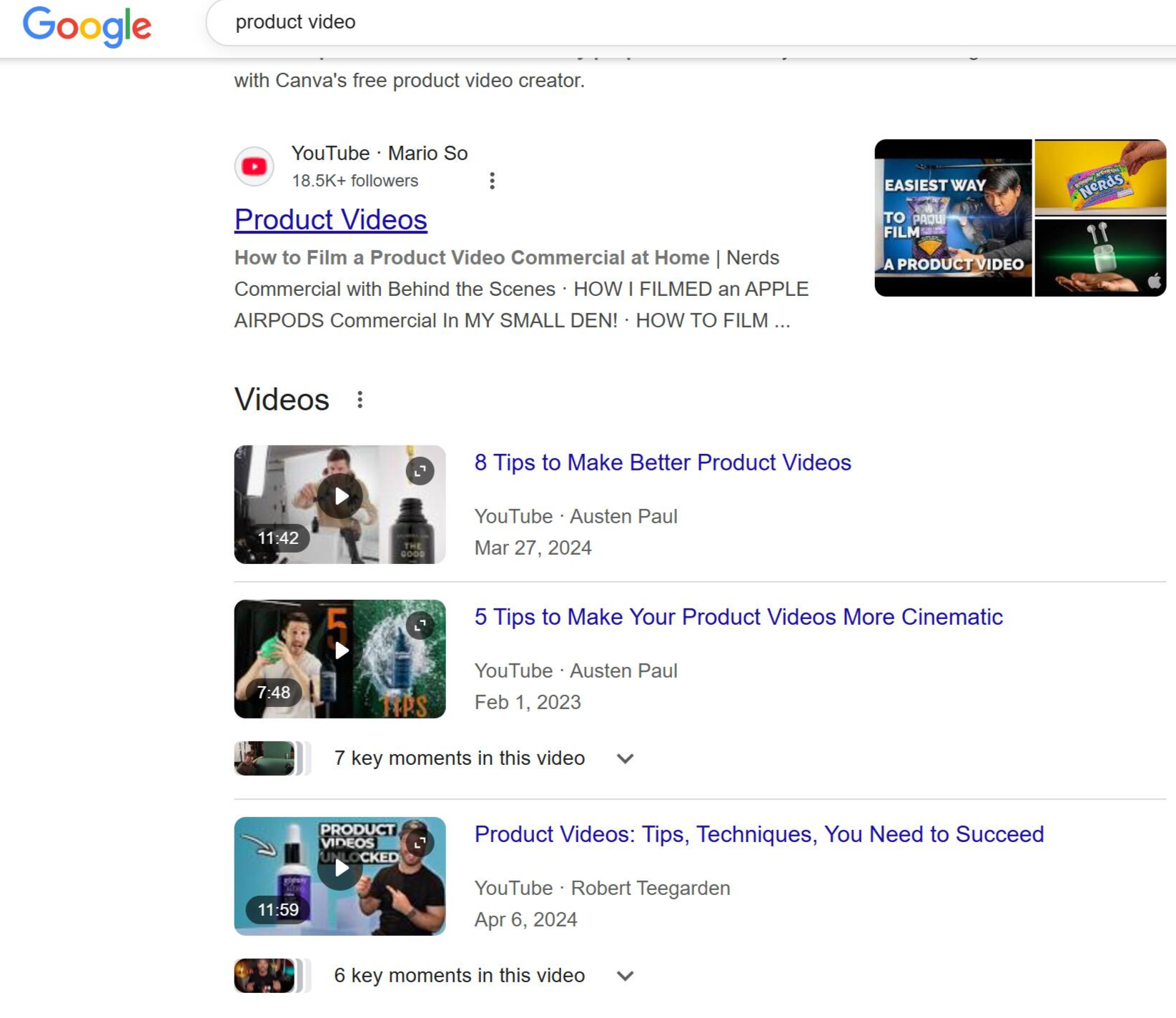 product video search