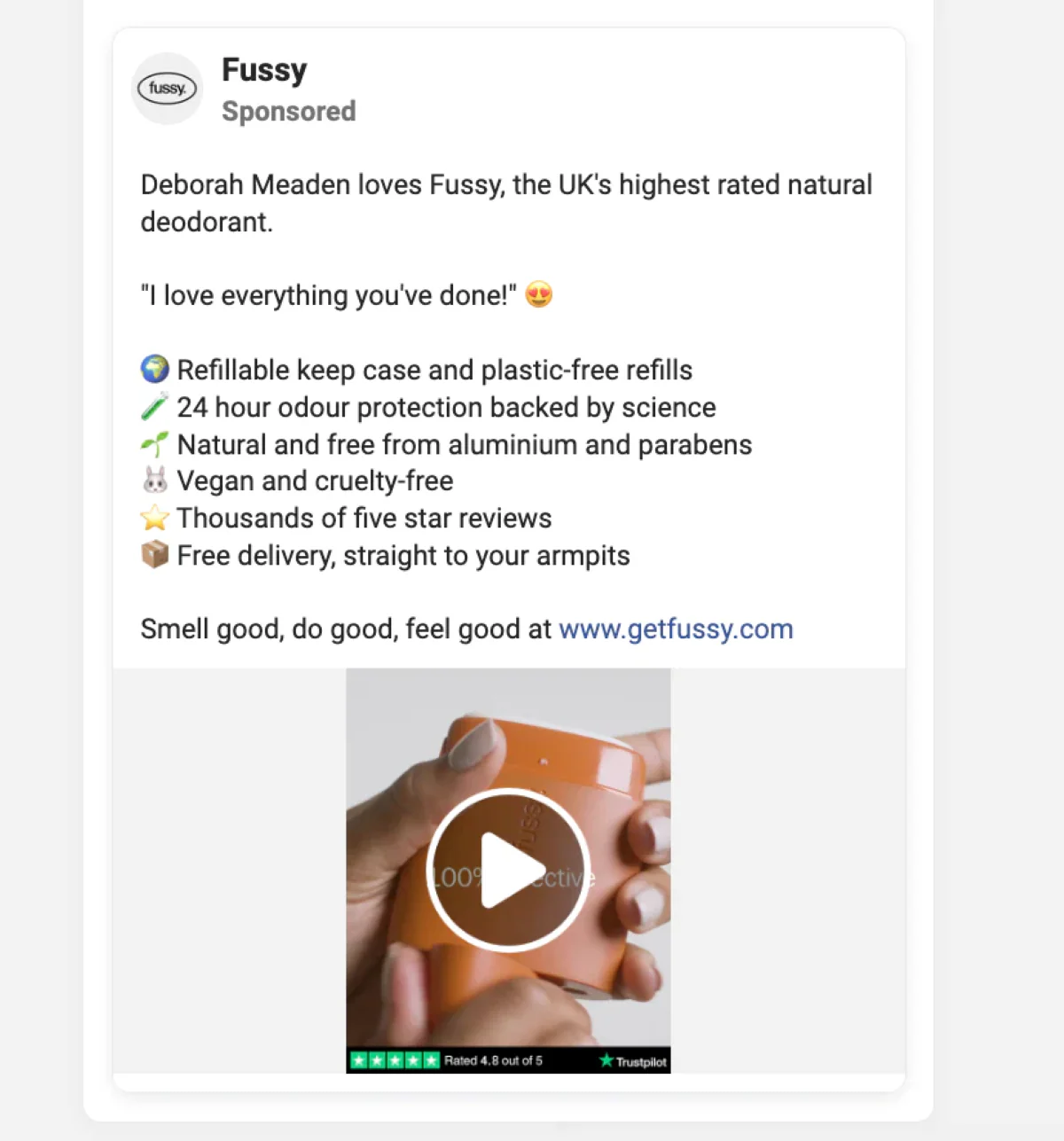 Fussy的Facebook广告有网红代言。.webp